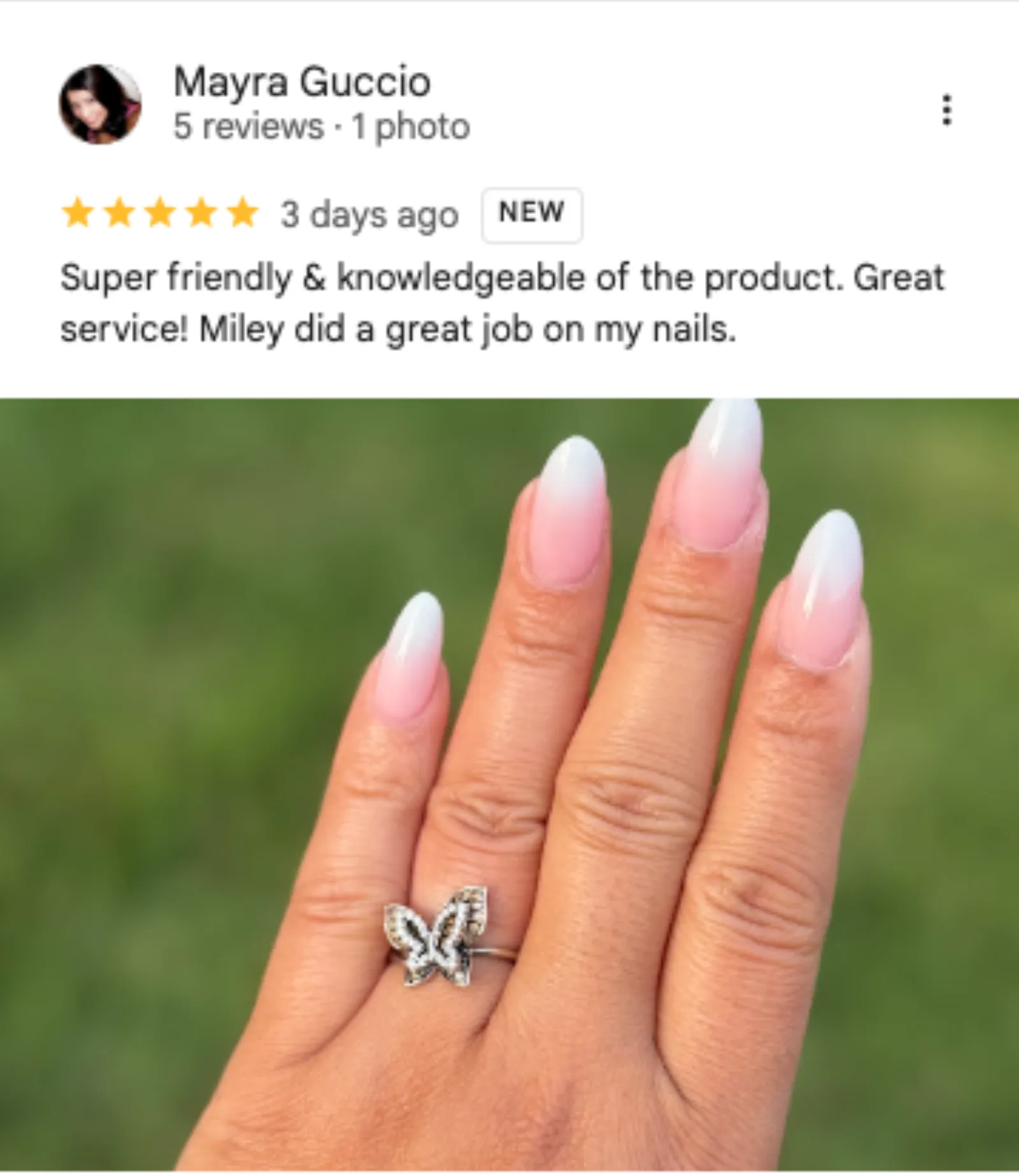 Mayra Guccio 5-star Google review of Trust Nails & Spa