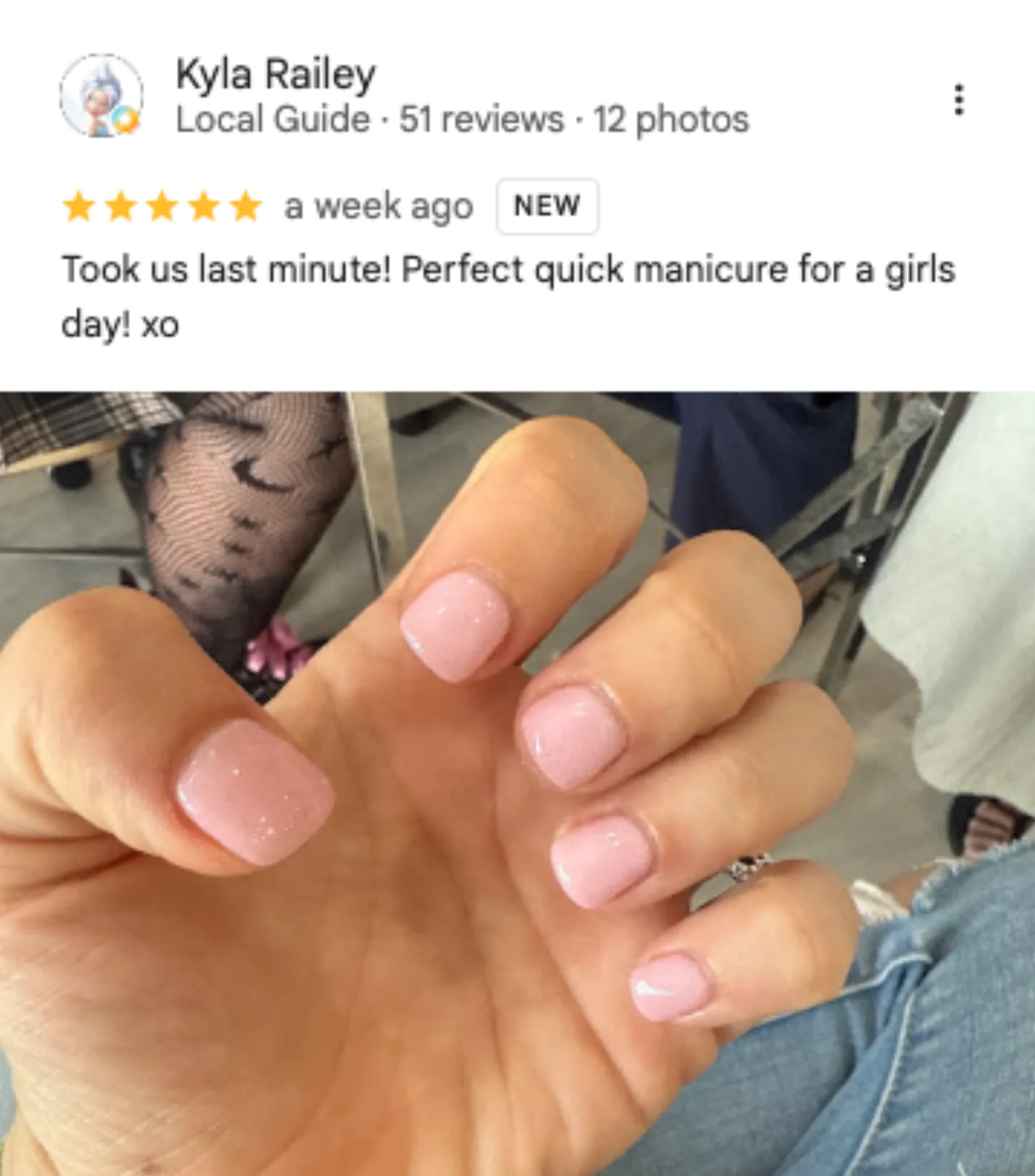 Kyla Railey 5-star Google review of Trust Nails & Spa