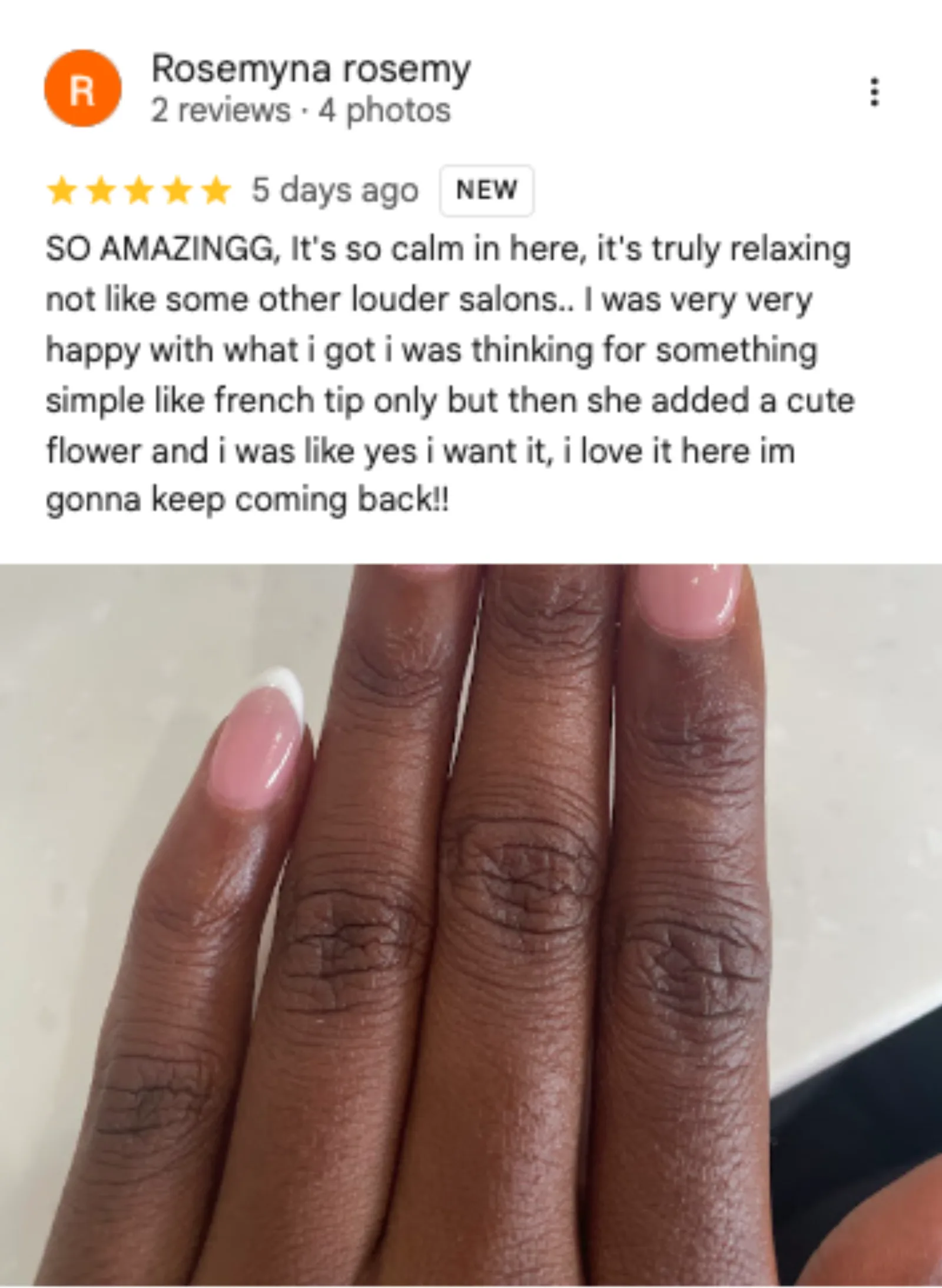 Rosemyna Rosemy 5-star Google review of Trust Nails & Spa